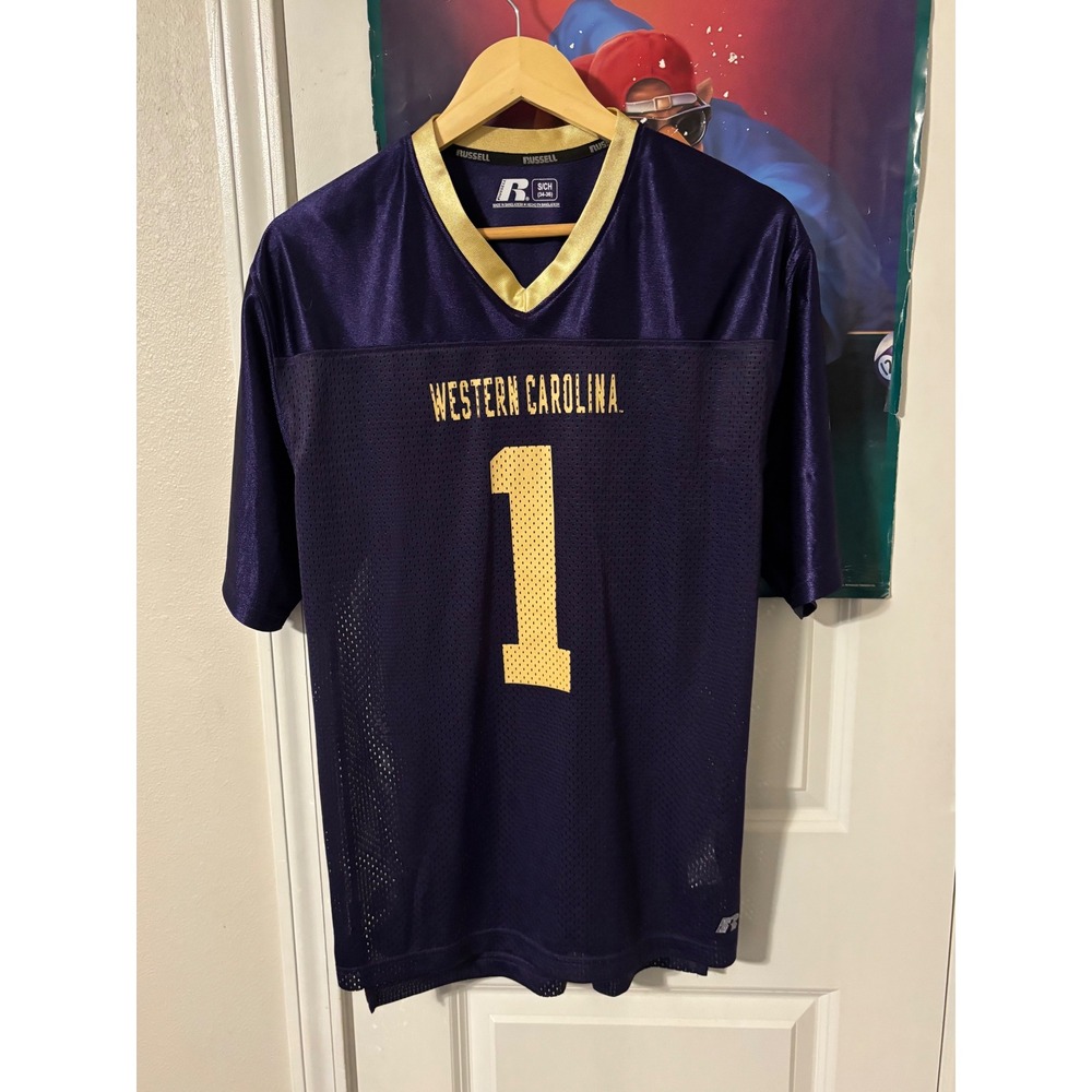 Russell Mens Western Carolina Catamounts Football Jersey Purple Gold Small #1
